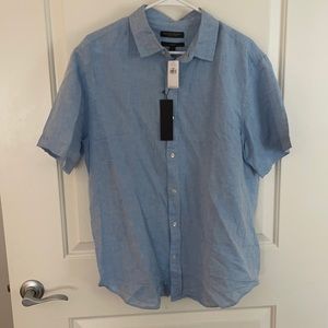 Large linen Cotten slim fit collared short sleeve